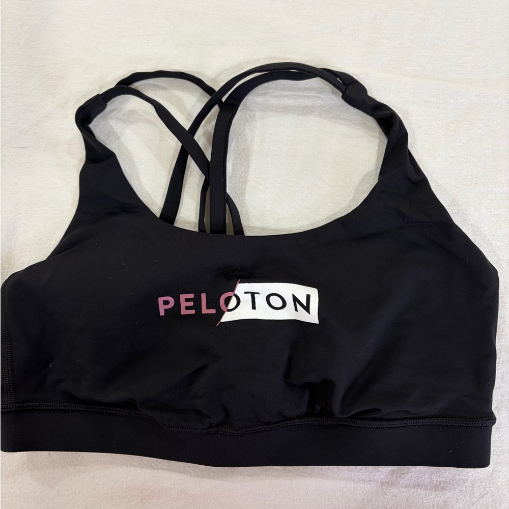 Lululemon Athletica Black Sports Bra with Pink Logo